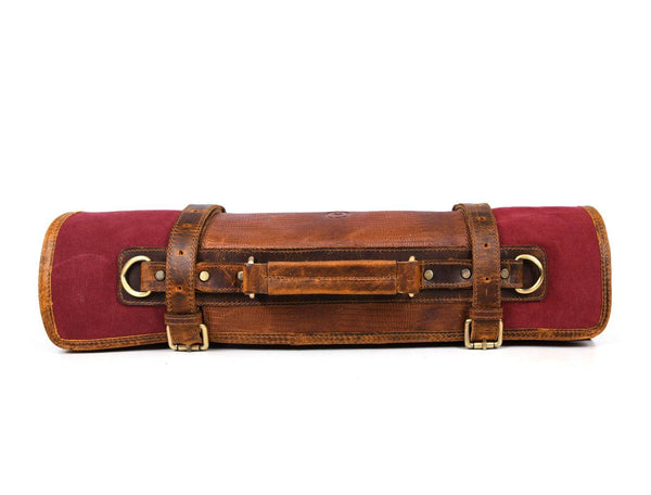 Marchena Canvas Knife Roll - Raspberry - Aaron Leather Goods