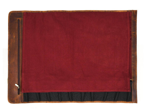Marchena Canvas Knife Roll - Raspberry - Aaron Leather Goods