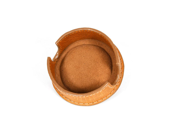 Cannes Leather Coaster - Tawny Brown - Aaron Leather Goods