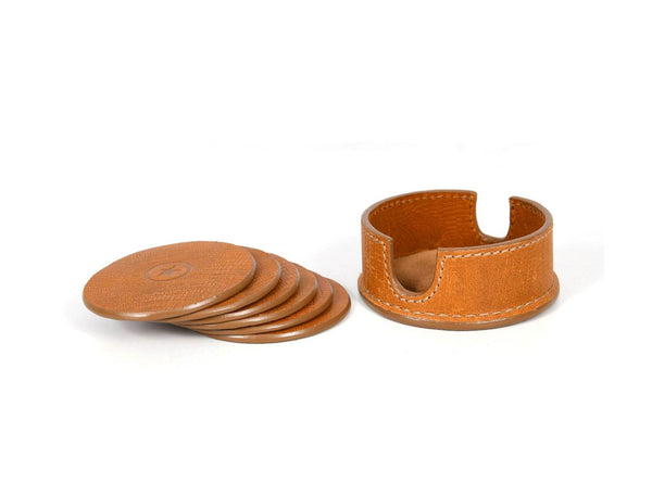 Cannes Leather Coaster - Tawny Brown - Aaron Leather Goods