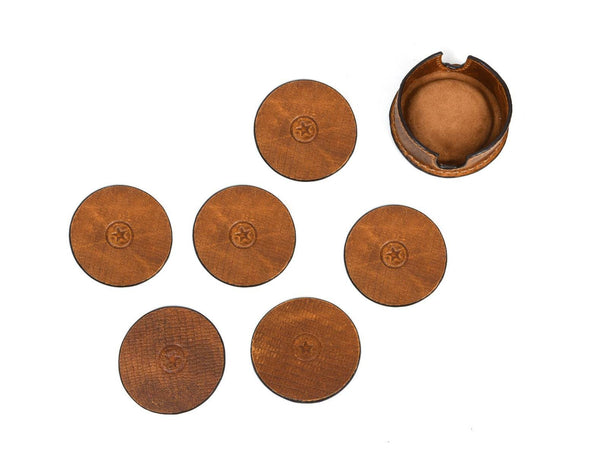 Cannes Leather Coaster - Gingerbread - Aaron Leather Goods