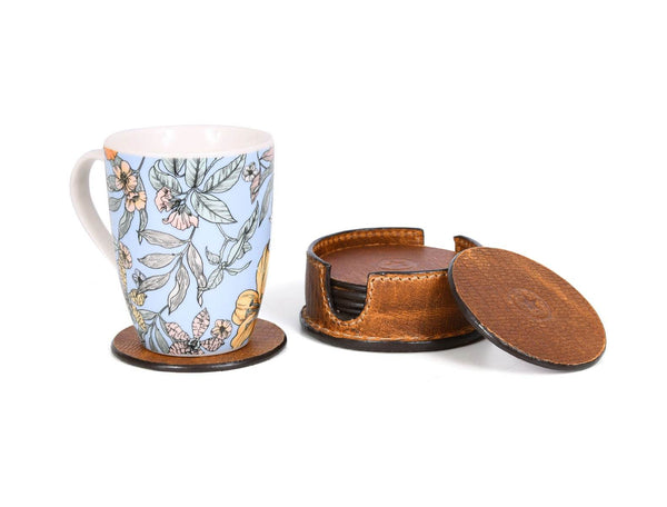 Cannes Leather Coaster - Gingerbread - Aaron Leather Goods