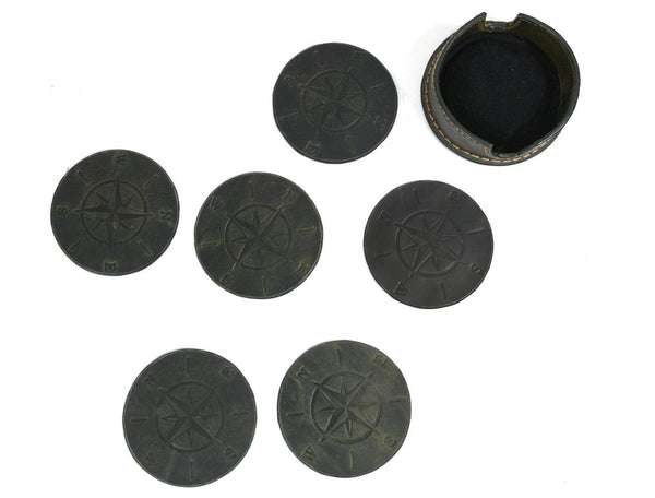 Ronda Leather Coaster - Pine Green - Aaron Leather Goods