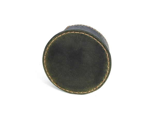 Ronda Leather Coaster - Pine Green - Aaron Leather Goods