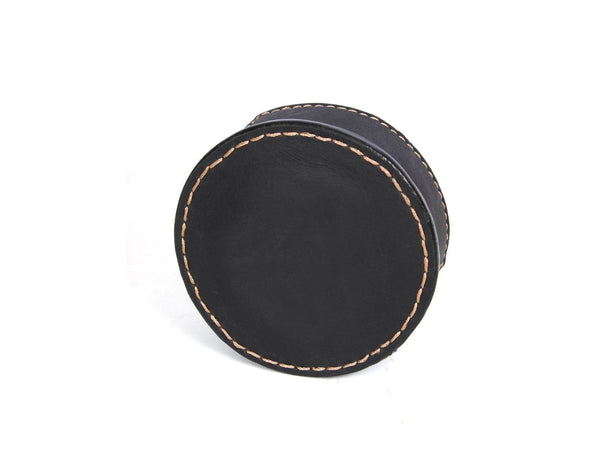 Ronda Leather Coaster - Raven Black - Aaron Leather Goods