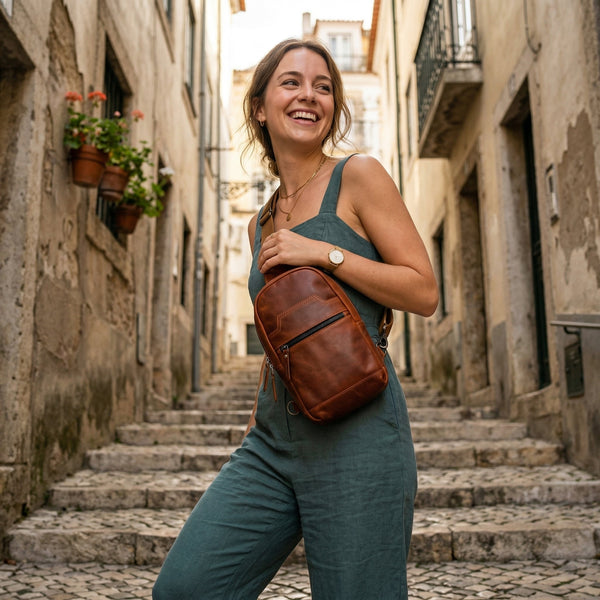 Alvin Leather Backpack - Dark Brown - Aaron Leather Goods Inc