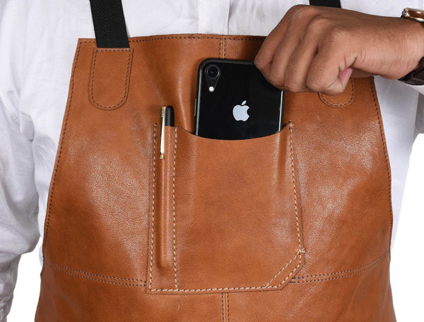 Manresa Leather Apron - Caramel Brown - Aaron Leather Goods