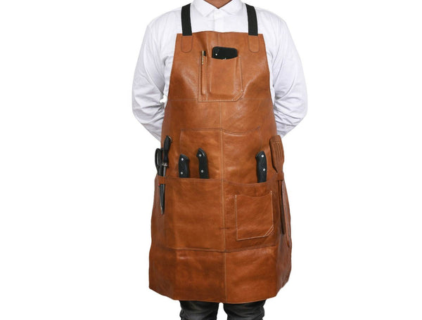 Manresa Leather Apron - Caramel Brown - Aaron Leather Goods