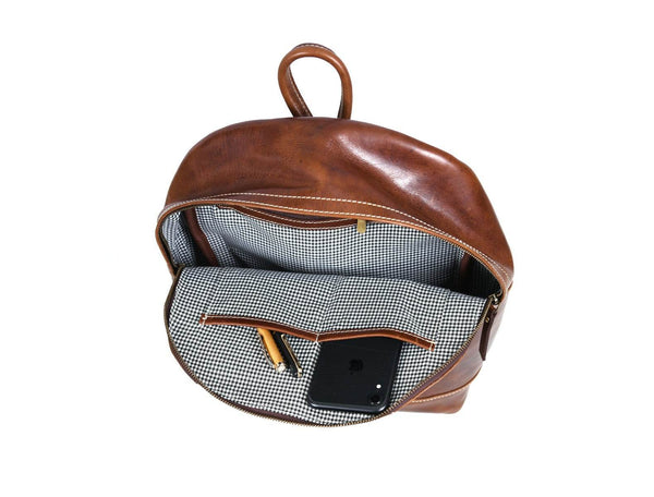 Sagunto Leather Backpack - Walnut Brown - Aaron Leather Goods