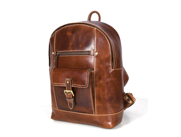 Sagunto Leather Backpack - Walnut Brown - Aaron Leather Goods
