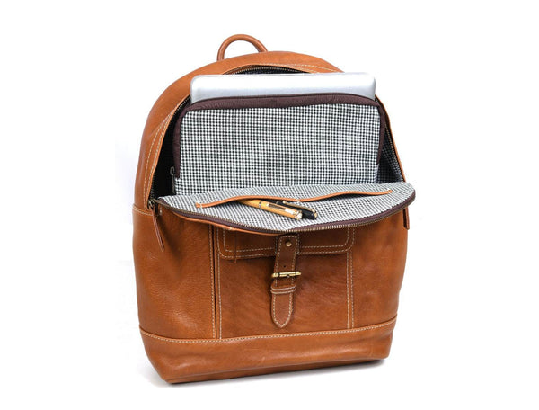 Sagunto Leather Backpack - Caramel Brown - Aaron Leather Goods