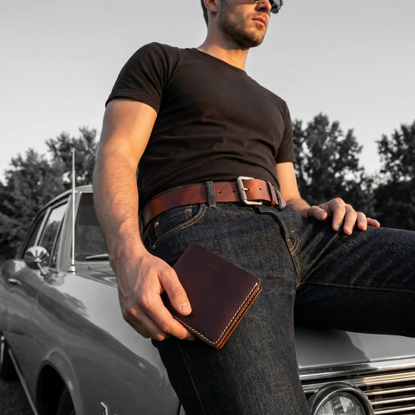 Cicero Leather Belt & Wallet Gift Combo - Aaron Leather Goods Inc