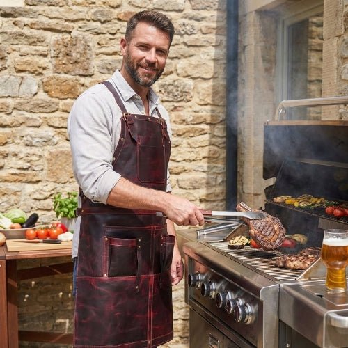 Handcrafted Full - Grain Leather Work Apron with Cross - Back Straps n - Aaron Leather Goods