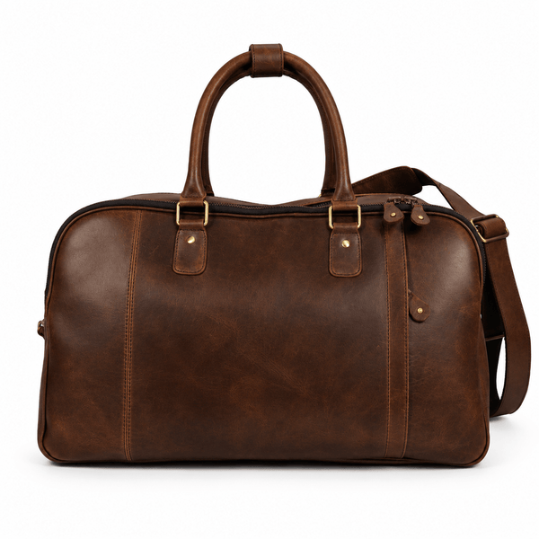 Hard Wax Leather Weekender Duffel Bag – Vintage Travel Holdall - Aaron Leather Goods Inc