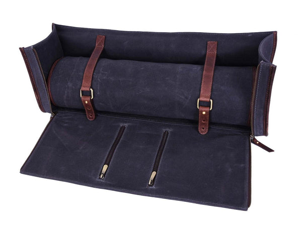 Vendome Canvas Knife Roll & Bag Combo - Grey - Aaron Leather Goods
