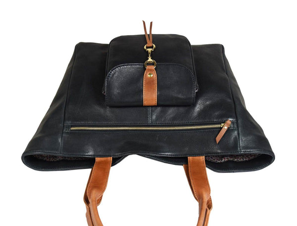 Abston Travel Tote Bag - Raven Black - Aaron Leather Goods