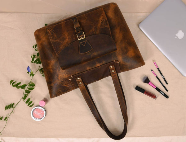 Brittany Travel Tote Bag – Caramel Brown - Aaron Leather Goods