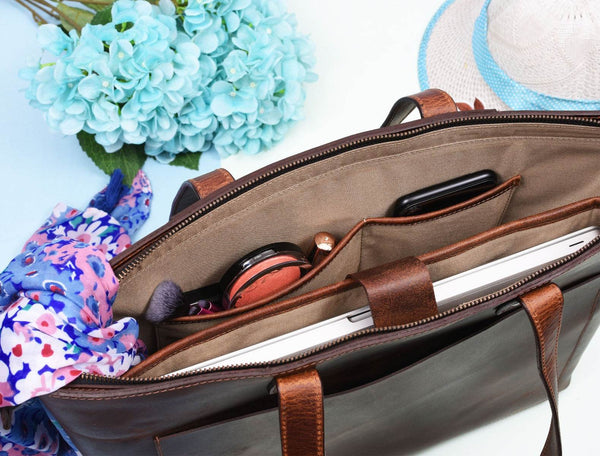 Brittany Travel Tote Bag – Walnut Brown - Aaron Leather Goods