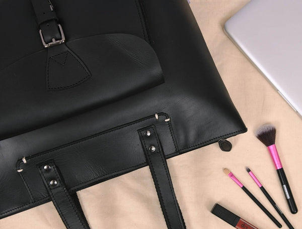 Brittany Travel Tote Bag – Raven Black - Aaron Leather Goods