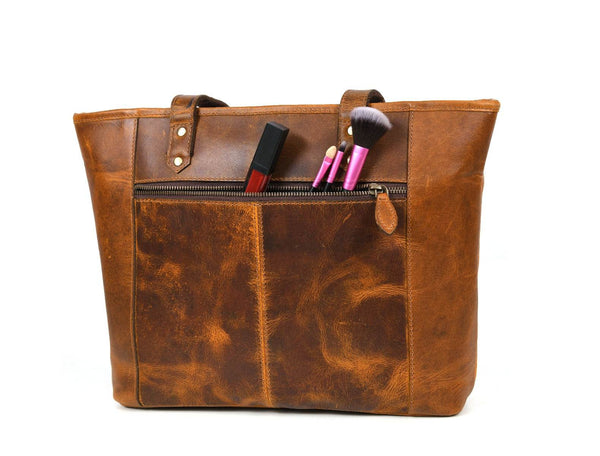 Mieres Travel Tote Bag Combo – Caramel Brown - Aaron Leather Goods
