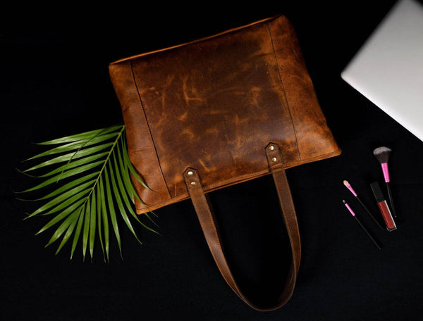 Mieres Travel Tote Bag Combo – Caramel Brown - Aaron Leather Goods