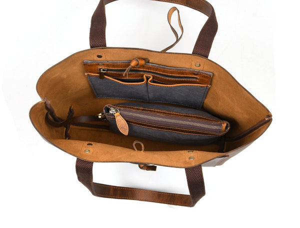Melilla Travel Tote Bag – Caramel Brown - Aaron Leather Goods