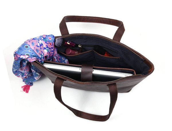 Canaria Travel Tote Bag – Walnut Brown - Aaron Leather Goods