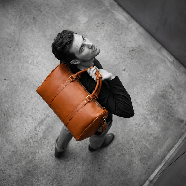 Leather Weekender Duffel Bag - Aaron Leather Goods Inc