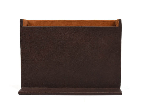 Orizzonte Office Table Organizer - Dark Brown - Aaron Leather Goods