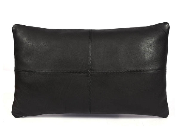 Arizona Leather Pillow Cover - Raven Black - Aaron Leather Goods
