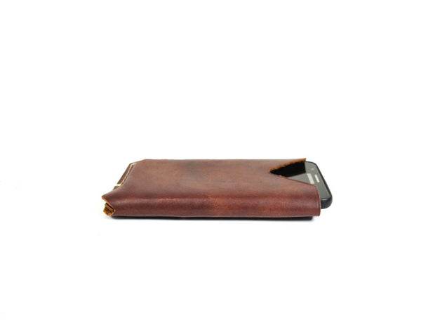 Strasbourg Leather Mobile Case - Caramel Brown - Aaron Leather Goods
