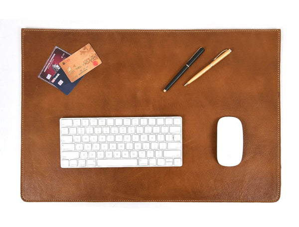 Olivia Leather Desk Mat - Caramel Brown - Aaron Leather Goods