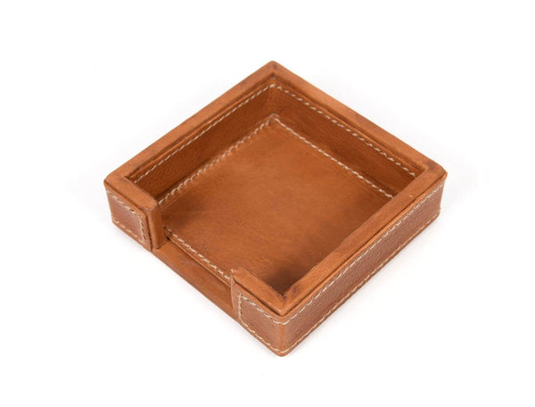 Musa Leather Coaster – Caramel Brown - Aaron Leather Goods