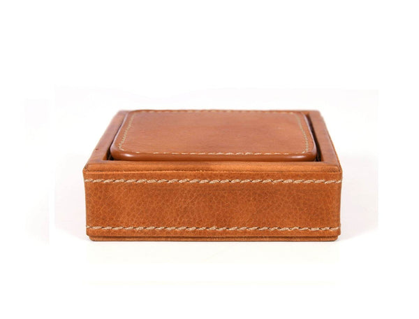 Musa Leather Coaster – Caramel Brown - Aaron Leather Goods