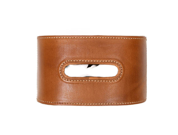 Odino Leather Tissue Holder – Caramel Brown - Aaron Leather Goods