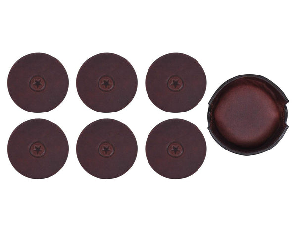 Cannes Leather Coaster - Walnut Brown - Aaron Leather Goods