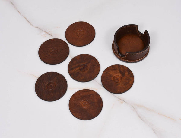 Cannes Leather Coaster - Exotic Print - Aaron Leather Goods