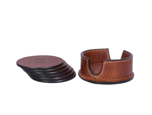 Leather Coaster & Table Organizer Combo - Aaron Leather Goods