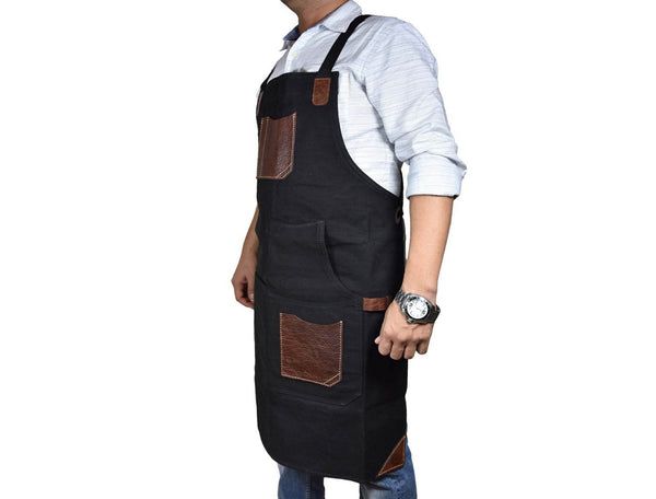 Turin Waxed Canvas Apron - Raven Black - Aaron Leather Goods
