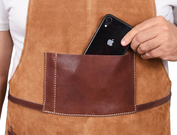 Florence Suede Apron - Chestnut - Aaron Leather Goods