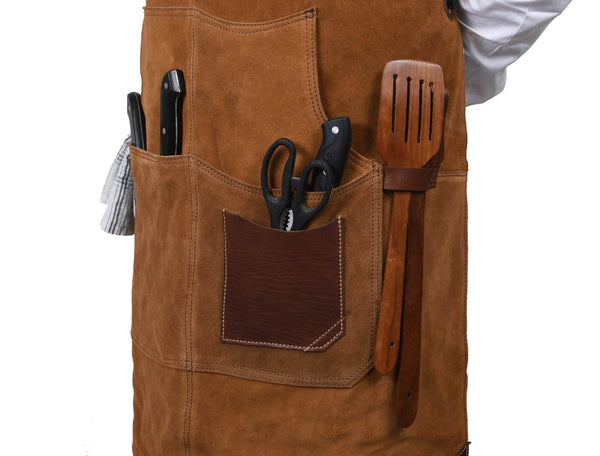 Arucas Suede Apron - Caramel Brown - Aaron Leather Goods