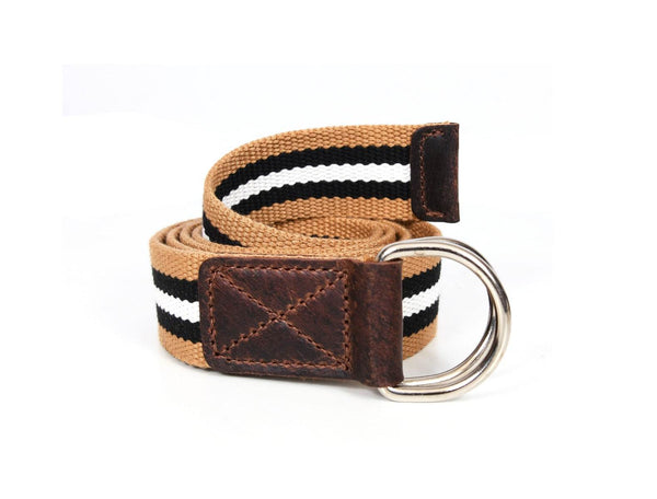 Enova Canvas Belt with D - ring - Coffee - Brown - Aaron Leather Goods