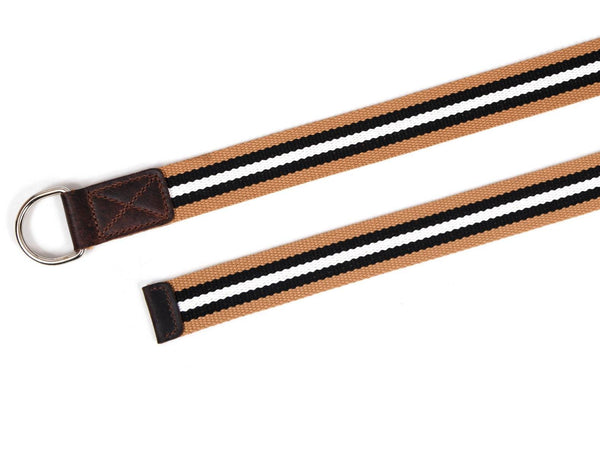 Enova Canvas Belt with D - ring - Coffee - Brown - Aaron Leather Goods