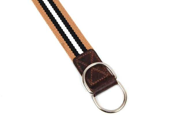 Enova Canvas Belt with D - ring - Coffee - Brown - Aaron Leather Goods