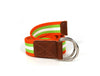 Enova Canvas Belt with D - ring - Orange - Green - Aaron Leather Goods