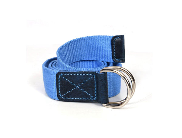 Paso Canvas Belt with D - ring - Blue - Aaron Leather Goods