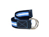 Enova Canvas Belt with D - ring - white - blue - Aaron Leather Goods