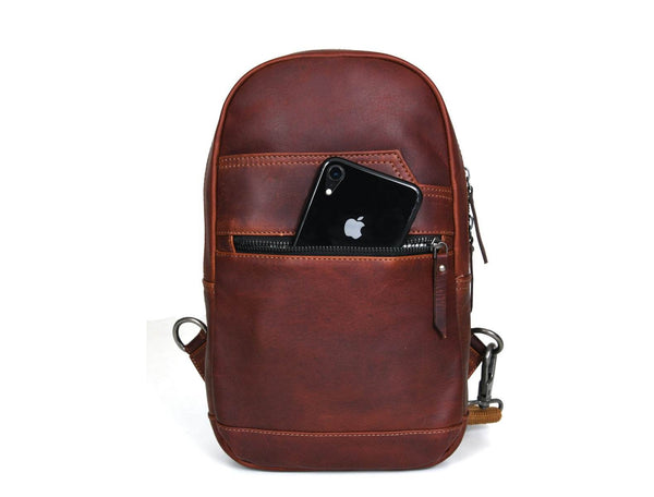 Alvin Leather Backpack - Dark Brown - Aaron Leather Goods