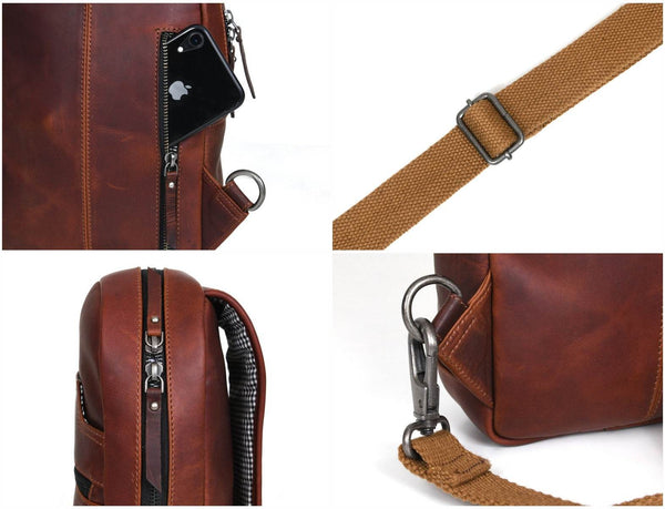 Alvin Leather Backpack - Dark Brown - Aaron Leather Goods