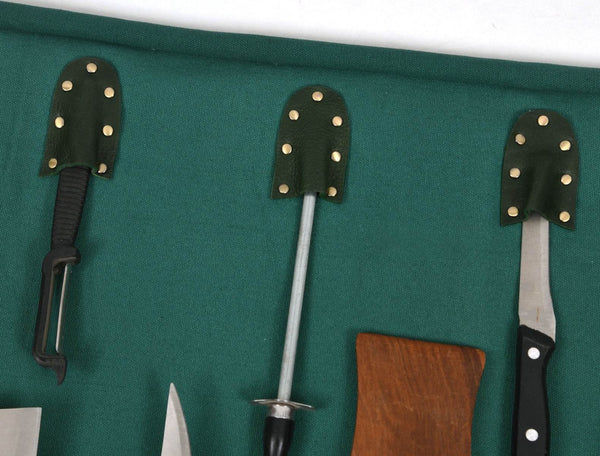 Malaga Canvas Knife Roll - Pine Green - Aaron Leather Goods